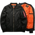 Klassische schwarze MA1 Fliegerjacke mit orangefarbenem Steppfutter und Ärmeltasche - 7XL / Schwarz