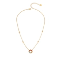 Golden stainless steel necklace featuring a colorful zircon flower pendant with lobster clasp - Round Rainbow Gemstone Necklace (1#)