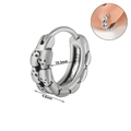 Orecchino punk in acciaio inossidabile argento con teschi e diametro interno 10,5 mm - NO 6 - Fila di teschi