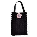 Detail of black bubble texture car tissue box bag with a decorative 3D pink flower - Black Bubble Fabric-Pink Medium 5-Petal Flower