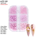 Light purple flatback pearls for nail art in various sizes with storage box organizer - 6-Grid Pearl ZZ09 (Light Purple Flatback Pearls)