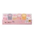 Cute cat paw sticky notes set with 6 colorful patterns for journaling and bookmarks - Set of 6 Colors (Total 120 Sheets)
