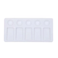 White 10-well plastic paint palette with 5 round and 5 rectangular mixing wells - 10-Well Rectangular Palette / 21*10*1.5cm