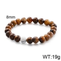 Polished 8mm yellow tiger eye bead bracelet with white turquoise accent for men and women - Tiger Eye with White Turquoise (KB109635-Z)