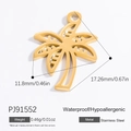 Pendentif cocotier en acier inoxydable plaqué or 18k 17,26mm pour création de bijoux - PJ91552 Forme de Cocotier