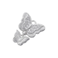 Macro shot of 18K gold plated double butterfly pendant with sparkling zircon accents - Double Butterfly / White Gold