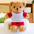 Brown Twisted Floral School Uniform Bear - White And Red 30 Centimeters In Length