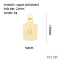 Detail of gold-plated copper star pendant with dimensions 18mm and hole size 2.8mm - Oval Single Stone (P01131)