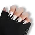 Lange Stiletto-Kunstnägel mit schwarz-weißen geometrischen V-Mustern zum Aufkleben - Schwarz-Weißes V-Muster Geometrischer Stil - Kleber-Typ (Y-356)