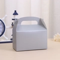 Elegant silver-grey party gift box with handle for cakes and sweets in lifestyle setting - Silver