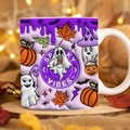 3D Spooky Ghost Halloween Ceramic Mug with Spky Vibes print and pumpkin design - SP-E Style