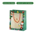 Green Christmas gift bag with clear window and cartoon Santa graphics, 245x195x95mm size - Medium (245*195*95mm) / Christmas Green