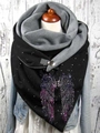 Women's black thermal shawl with angel wings rhinestone pattern and button closure - 14-Angel Wings Rhinestone