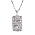 Silver stainless steel necklace with embossed skull and snake pendant on white background - Steel Color (KN203183-KLHQ)