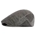 Classica coppola grigio scuro in tweed a spina di pesce per uomo e donna stile retrò - Regolabile / Nero e Grigio