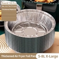 Round silver aluminum foil liners, 150 pieces for 5-8L air fryers, 23.5x18.5x4.5cm - Diameter 23.5cm (150 Pieces)