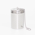 304 stainless steel tea infuser mesh basket with chain and hook on white background - Medium Crimped Honeycomb Style