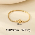 Golden stainless steel snake chain bracelet with 10mm bead clasp and polished finish - Gold Smooth Round Bead Clasp (KB207086-CALY)