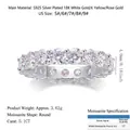 925 silver 18K gold plated ring featuring full circle 5.1CT round moissanite stones - R12969+gra/black Card / US Size 7 / Circumference 54.3mm