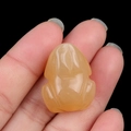 Handcrafted yellow jade frog statue made of translucent natural gemstone mini animal carving - Natural Agate