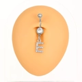 Piercing per ombelico in acciaio inossidabile argento con lettera E e zirconi lucidi - Lettera E (Z-248) / Argento