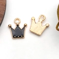 Golden crown alloy pendant with black enamel oil drop finish for DIY jewelry - Crown Shape (11909)