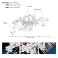 Detailed dimensions of bridal hair comb with pearls and rhinestones, 17cm width x 7cm height - HS-J6831S / Silver