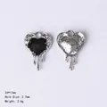 Dark gothic heart pendant charm in silver and black finish, size 24x17mm for DIY jewelry - 90994 Black