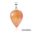 Teardrop carnelian gemstone pendant with silver metal clasp on white background - Red Agate
