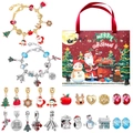 Christmas Advent Calendar DIY charm bracelet set with 24 festive enamel pendants - Red Christmas Calendar Bag Style (M-10)