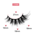 3D voluminous false eyelashes model D1606 with pink box and precise length details - Model D1606