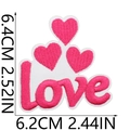 Macro shot of embroidered pink love monster patch showing 6.4cm height dimensions - No.17-Rose Pink Triple Heart LOVE