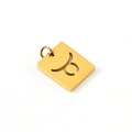 Golden rectangular hollow zodiac sign pendant in 18K stainless steel minimalist finish - Taurus