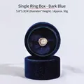 Dunkelblaue runde Schmuckschatulle aus Samt für Ringe mit 5,8 cm Durchmesser - Dunkelblauer Großer Ringbox (Mit Band)