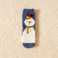 Winter coral fleece socks in dark blue featuring a 3D plush snowman pattern - Adult 35-42 / Blue Snowman