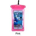 Pink luminous waterproof phone case with double buckle seal and lanyard for swimming - Air Cushion Style / Pink
