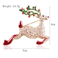 Christmas reindeer brooch with white rhinestones and green enamel jumping deer design - xz4133 Christmas Sika Deer