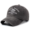 Casquette de baseball en toile lavée gris foncé avec broderie blanche J'adore Forever - Réglable / Noir