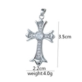 Silver retro cross necklace pendant with zircon inlays and detailed size dimensions - Silver Classic Cross (D1015KB) / Pendant Only (No Chain)