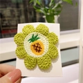 Handmade crochet pineapple flower hair clip in grass green and bright yellow knit - Light Green Flower With Pineapple