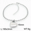 Bracelet coeur en chaîne à billes en acier inoxydable argenté avec fermoir homard - Bracelet Couleur Acier (KB167248-Z)