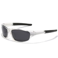 Polarized sports sunglasses with transparent frames and dark lenses for outdoor activities - Transparent White / Grey Lenses