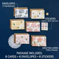 Floral watercolor 3D greeting card set with envelopes and stickers for kids gift - Begonia, Peach Blossom, Violet, Hydrangea, Plum Blossom And Daisy Set