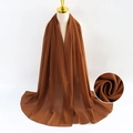 Brown pearl chiffon long scarf for women with lightweight texture and elegant drape - Brown