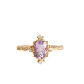 Vintage Ring mit künstlichem Amethyst, 14K Goldbeschichtung und Pavé-Diamanten - Verstellbarer Offener Goldring / Einstellbare Öffnung