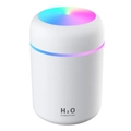 Humidificador portátil blanco con anillo LED arcoíris y diseño de texto H2O - Versión Antigua / Blanco