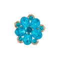 Exquisite blue daisy flower brooch in gold-plated metal with faceted blue crystals - Blue Crystal Flower