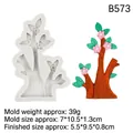 Molde de silicona con forma de árbol para manualidades con tronco y flores - 2# B573 / Gris