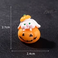 Miniature resin white rabbit figurine wearing a pumpkin hat in orange pumpkin shell - Style 7 Pumpkin Rabbit