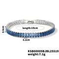 Silver-toned metal link bracelet featuring rectangular blue stones with 0.6cm width detail - 19cm / Silver/Blue Zirconia